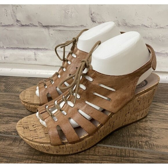 Abeo B.I.O.SYSTEM Women’s Size‎ 11M Harriet Wedge Lace Up Sandals Shoe Comfort - Picture 1 of 12